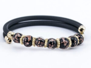 Bracelet in Murano Glass and Aventurine - Black