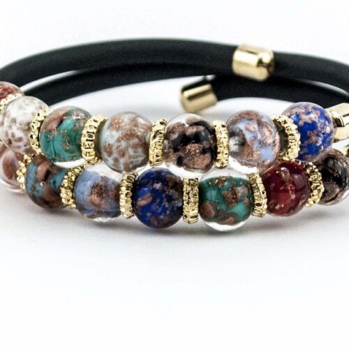 Bracelet in Glass and Aventurine - Black