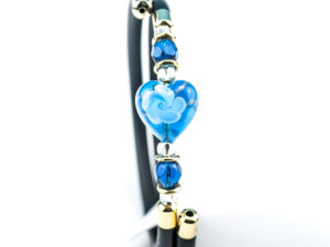 Bracelet in Murano glass with Heart - Aquamarine