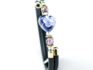Bracelet in Murano glass with Heart - Blue water