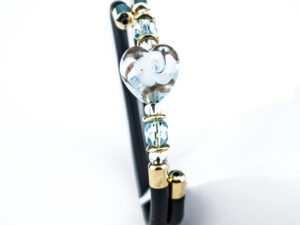 Bracelet in Murano glass with Heart - Light blue