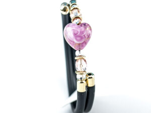 Bracelet in Murano glass with Heart - Pink