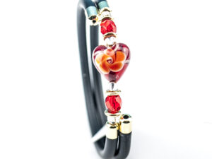 Bracelet in Murano glass with Heart - Red
