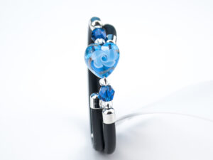 Bracelet in Murano glass with Heart for Kids - Aquamarine