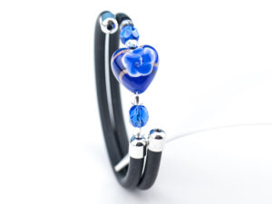 Bracelet in Murano glass with Heart for Kids - Blue