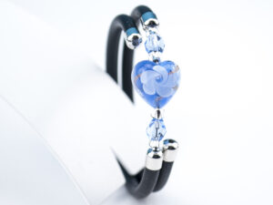Bracelet in Murano glass with Heart for Kids - Light blue