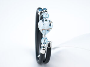 Bracelet in Murano glass with Heart for Kids - Blue water