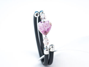 Bracelet in Murano glass with Heart for Kids - Pink