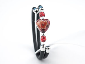 Bracelet in Murano glass with Heart for Kids - Red