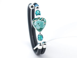 Bracelet in Murano glass with Heart - Green