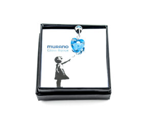 Pendent in Murano Glass Aventurine - Blue water, small box