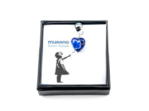 Pendent in Murano Glass Aventurine - Dark Blue, small box
