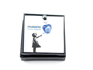 Pendent in Murano Glass Aventurine - Blue, small box