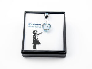 Pendent in Murano Glass Aventurine - Light blue, small box