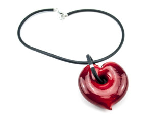 Red heart in blown glass
