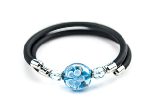 Bracelet in Murano glass with Heart for Kids - Aquamarine