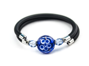 Bracelet in Murano glass with Heart for Kids - Blue