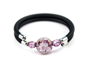Bracelet in Murano glass with Heart for Kids - Pink