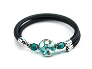 Bracelet in Murano glass with Heart for Kids - Green