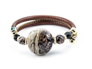 Bracelets in Chalcedony Murano Glass - brown strap