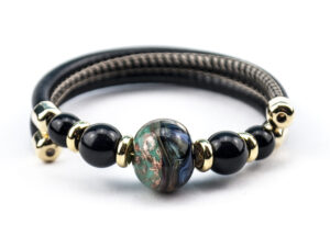Bracelets in Chalcedony Murano Glass & avventurina - Petrol