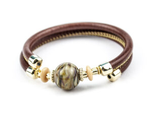 Bracelets in Chalcedony Murano Glass - brown strap
