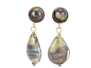 Murano Drop Glass Earrings in Chalcedony glass