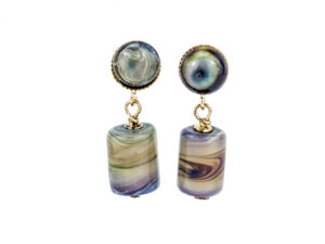 Murano Cylinder Glass Earrings in Chalcedony glass