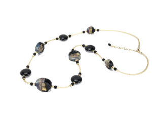 Necklaces in muranoglass beads chalcedony - 90cm