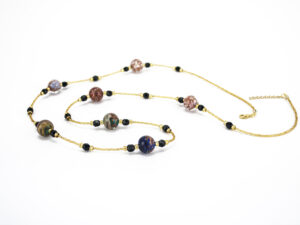 Necklaces in murano glass beads avventirina and chalcedony