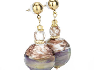 Earrings in Chalcedony  Murano glass & avventurina - White